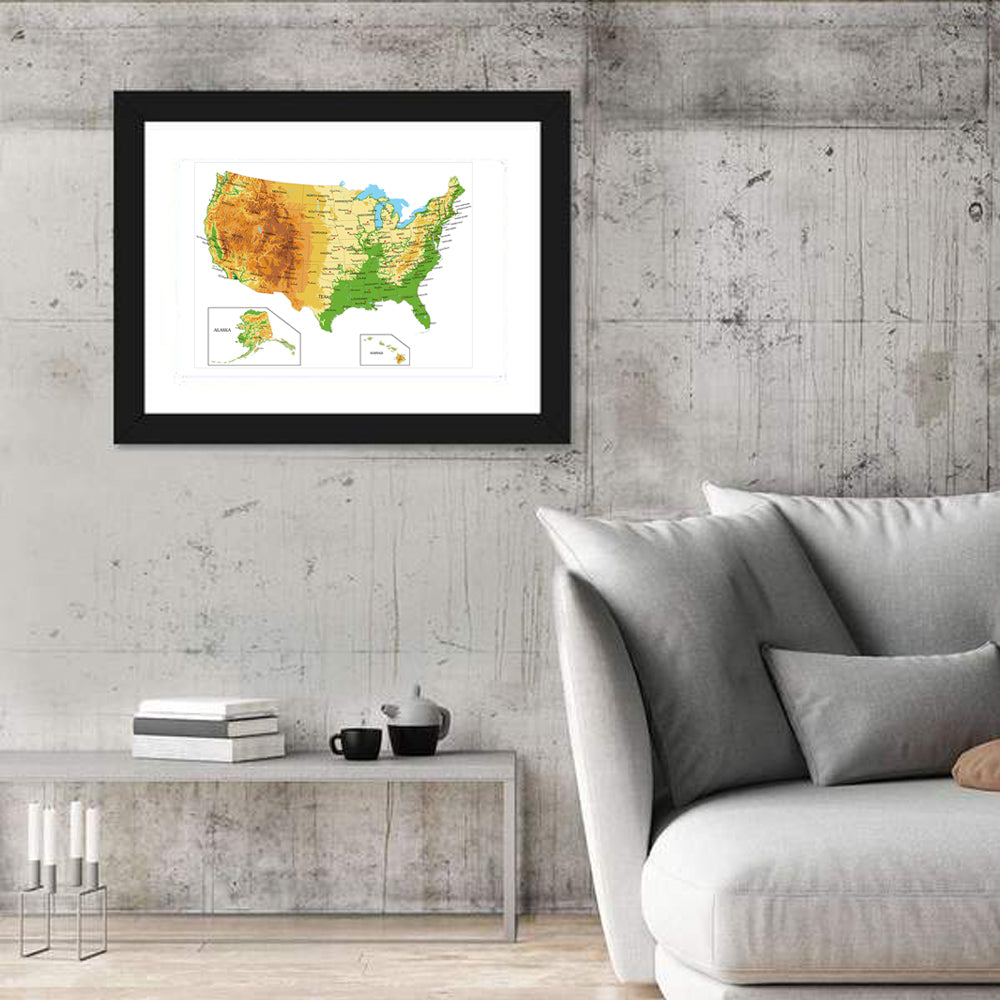 United States Topographic Map Wall Art