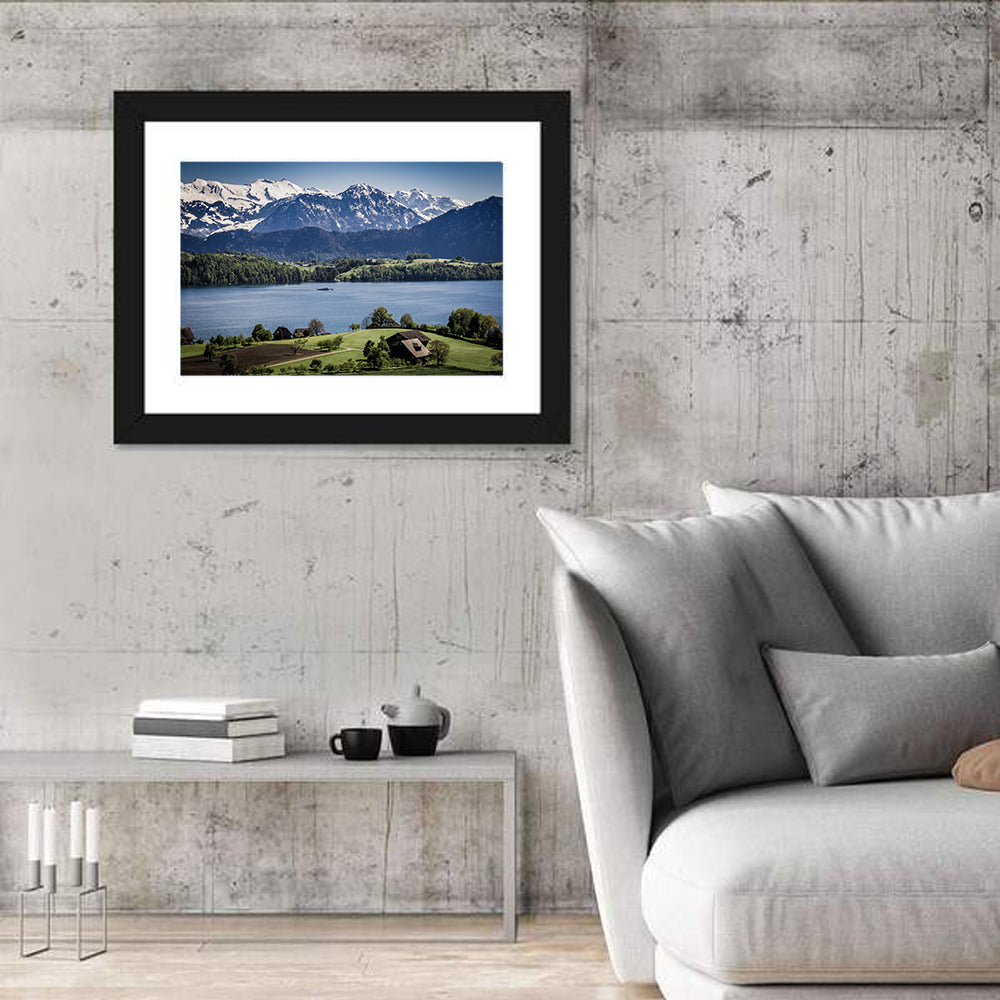 Alpine Lake View with Meadows Wall Art
