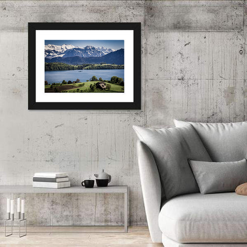 Alpine Lake View with Meadows Wall Art