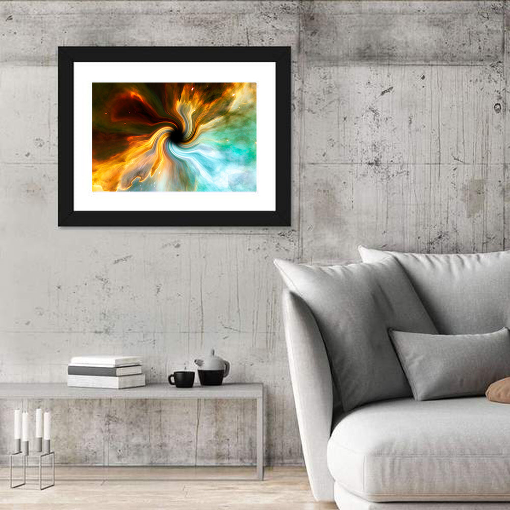 Black Hole Vortex Wall Art in a room, landscape