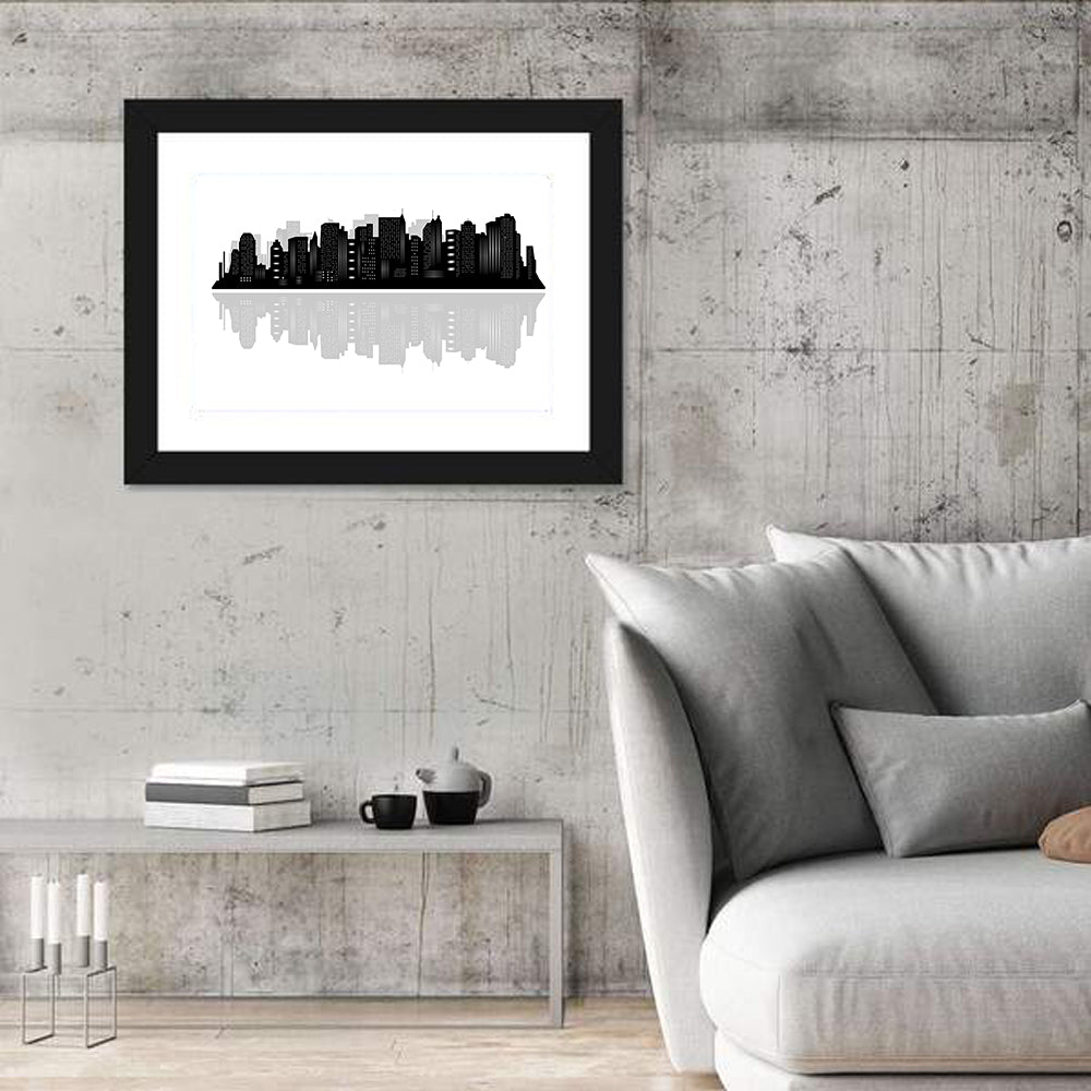 New York Skyline Silhouette Wall Art in a room, landscape