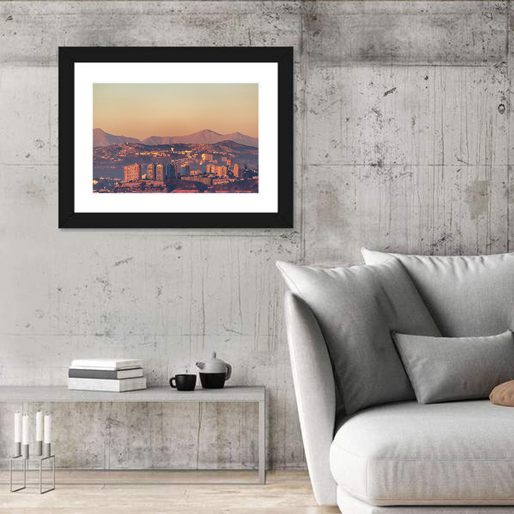 Valparaiso Hills at Golden Hour Wall Art in a room, landscape