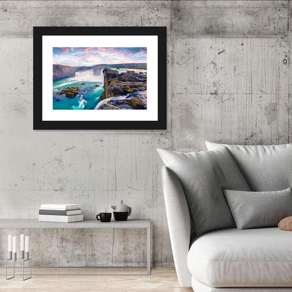 Goðafoss Waterfall at Dusk Wall Art