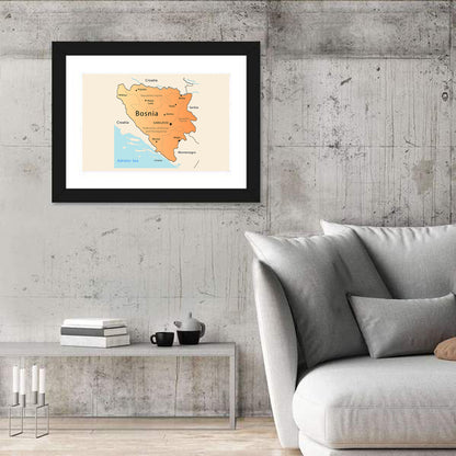 Bosnia and Herzegovina Map Wall Art