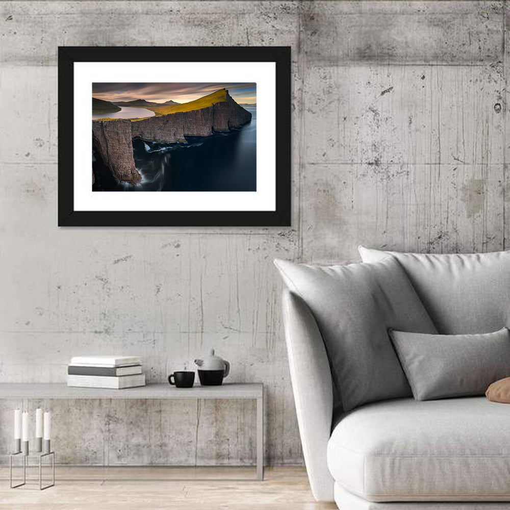 Sørvágsvatn Lake on Vagar Cliffs Wall Art in a room, landscape