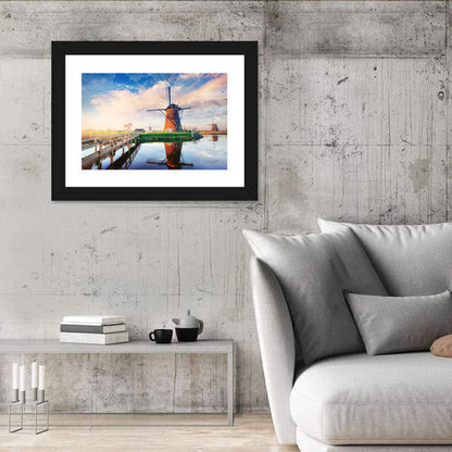 Kinderdijk Windmills at Golden Hour Wall Art