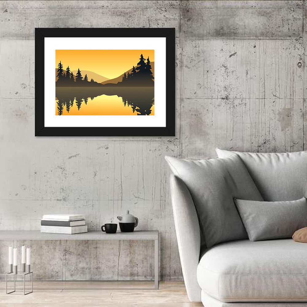 Evergreen Lake at Sunset Wall Art