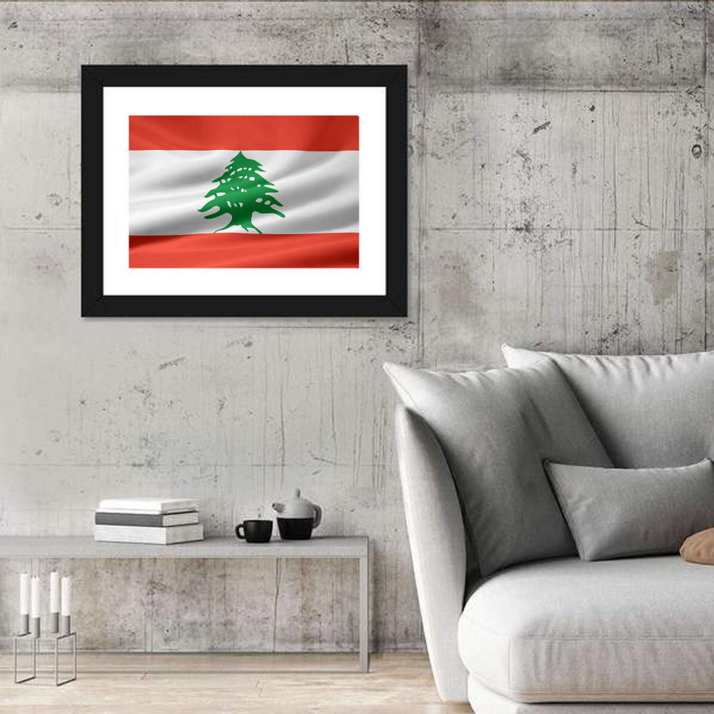 Lebanon Flag with Cedar Emblem Wall Art
