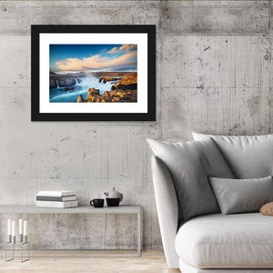 Godafoss Waterfall At Sunset Wall Art