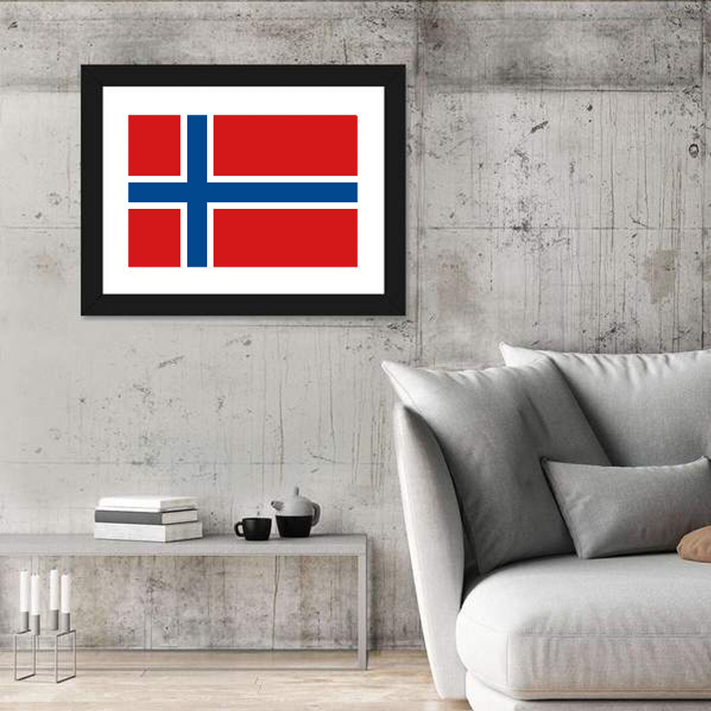 Norwegian Flag Graphic Wall Art in a room, landscape