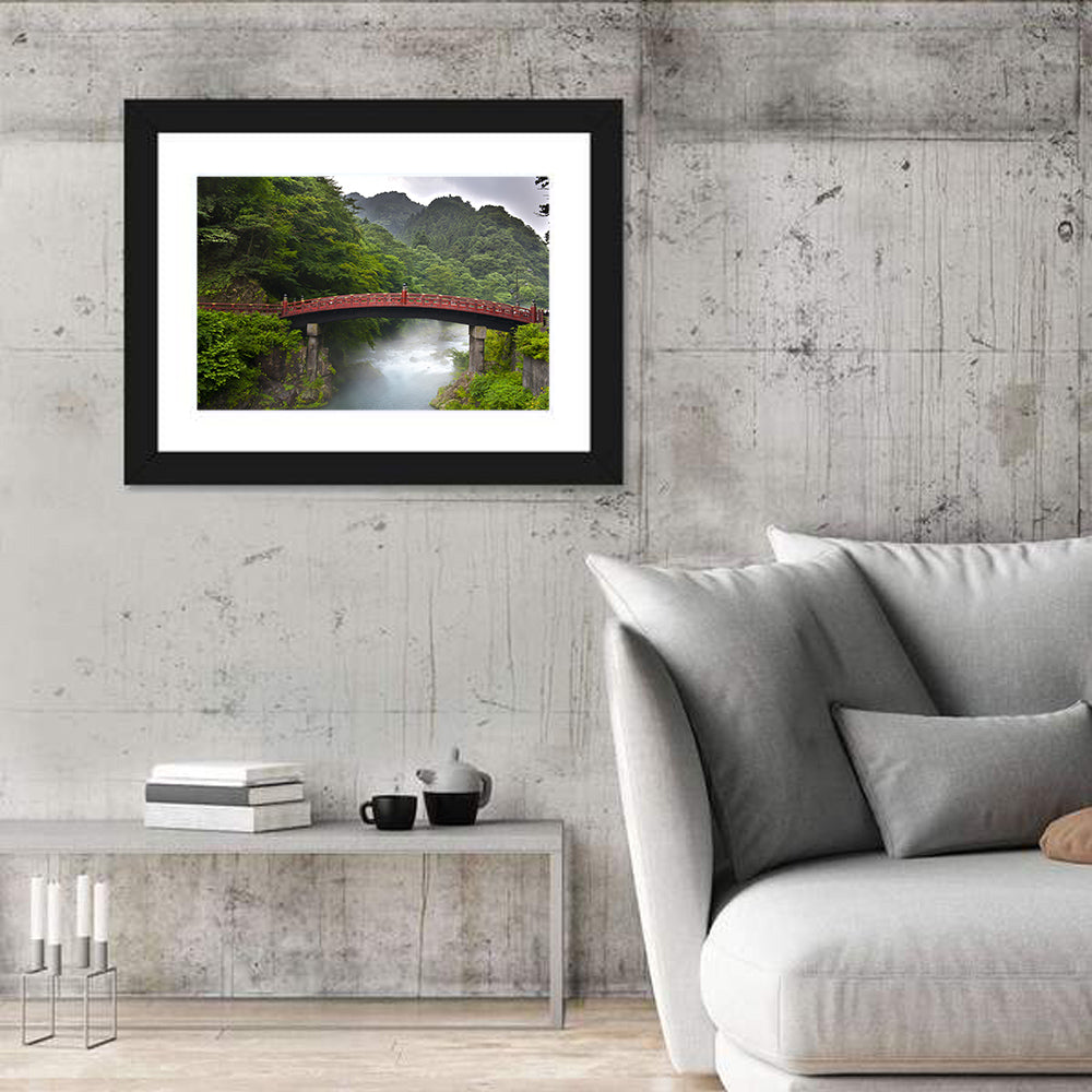 Red Shinkyo Bridge, Nikko Wall Art in a room, landscape