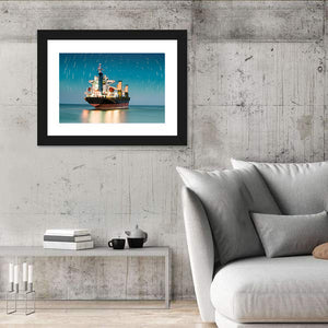 Ship Freighter With Star Tail Sky Wall Art