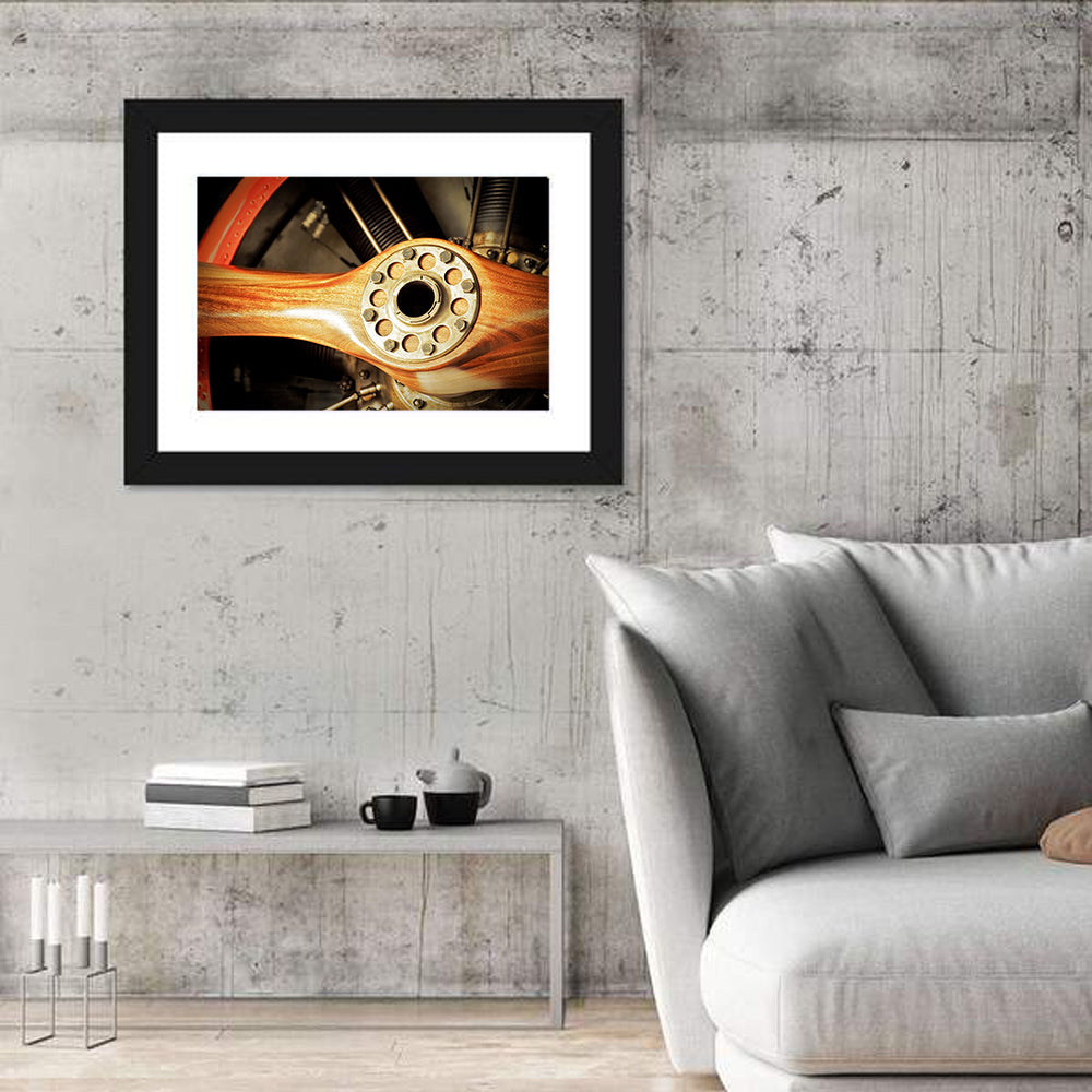 Vintage Wooden Propeller Wall Art in a room, landscape