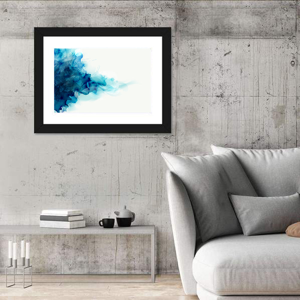 Blue Watercolor Ink Blot Wall Art