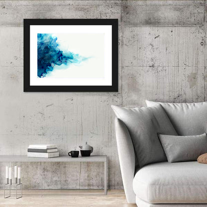 Blue Watercolor Ink Blot Wall Art