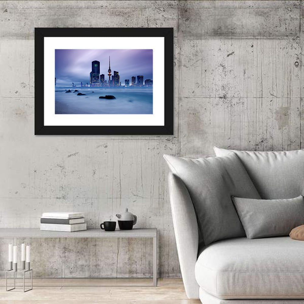 Kuwait City Skyline Wall Art in a room, landscape