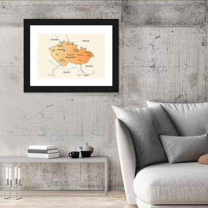 Czech Republic Topographic Map Wall Art