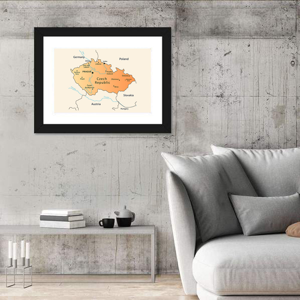 Minimalist Czech Republic Map Wall Art