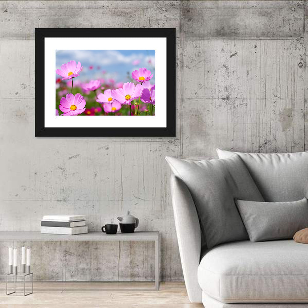 Pink Cosmos Field & Sky Wall Art