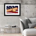 Baseball and Bat on American Flag Wall Art