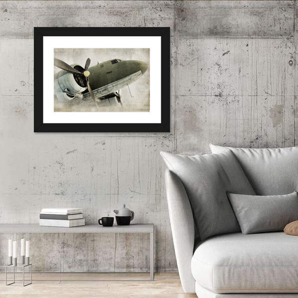 Low Angle Vintage Propeller Airplane Wall Art