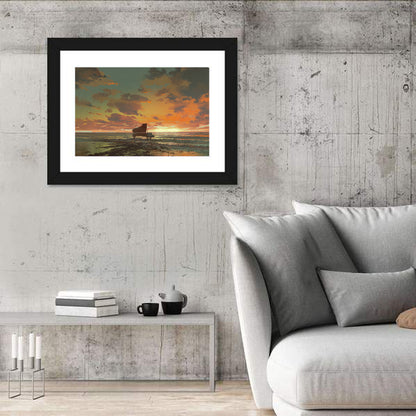 Piano on the Beach at Sunset Wall Art