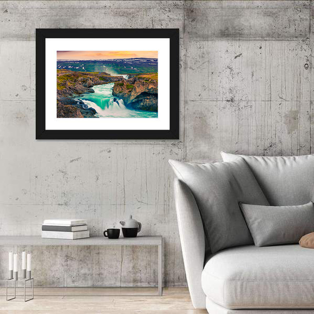 Godafoss Sunset Cascade Wall Art