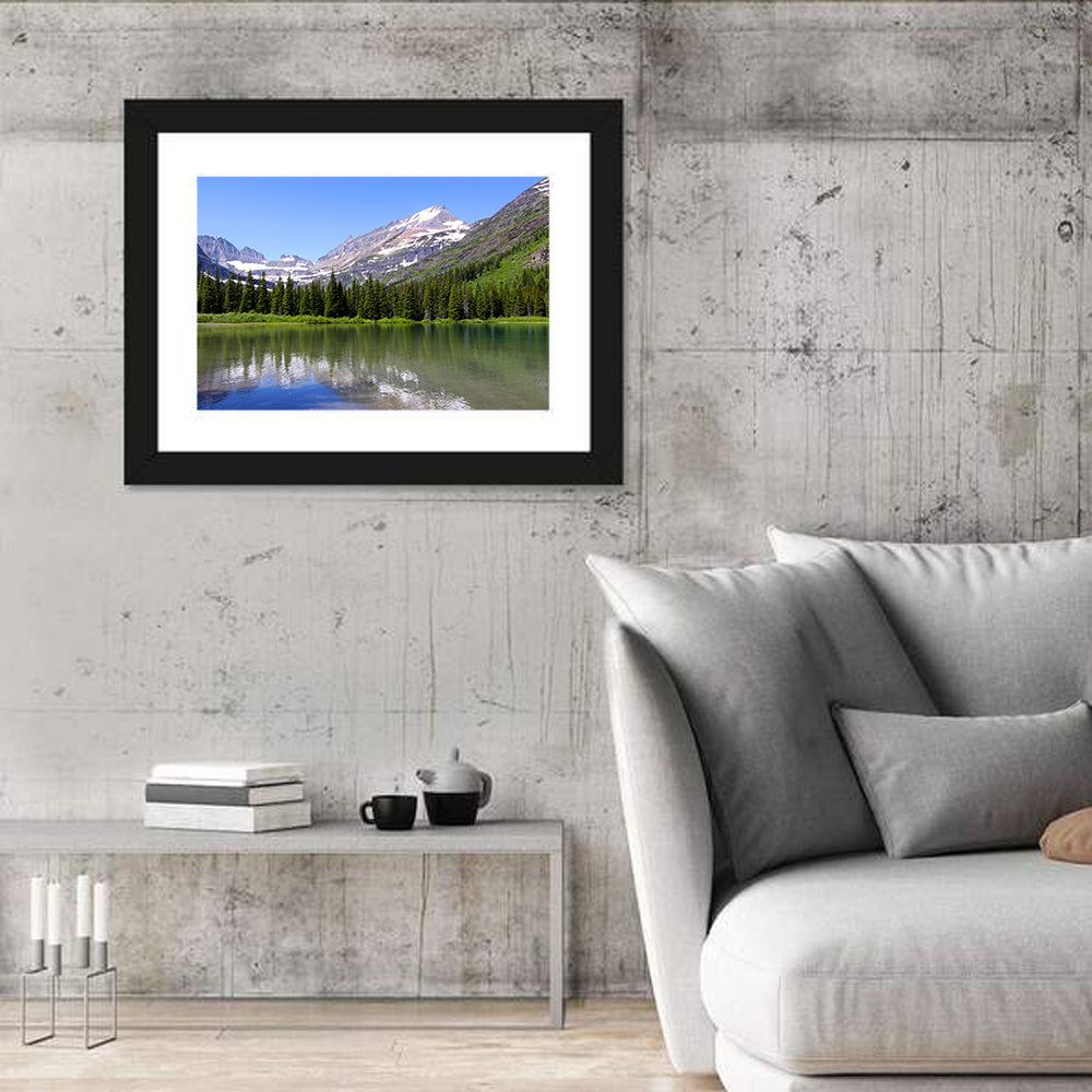 Swift Current Lake Reflection Wall Art in a room, landscape