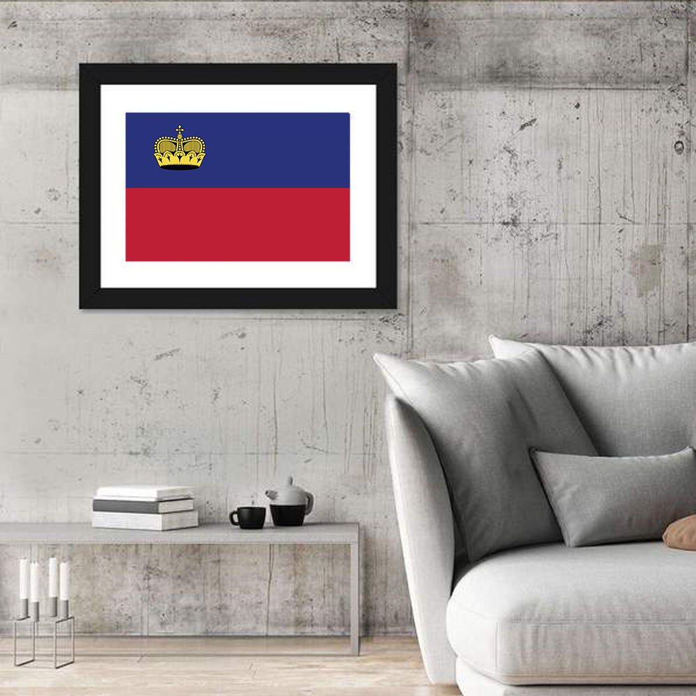 Liechtenstein Flag with Gold Crown Wall Art