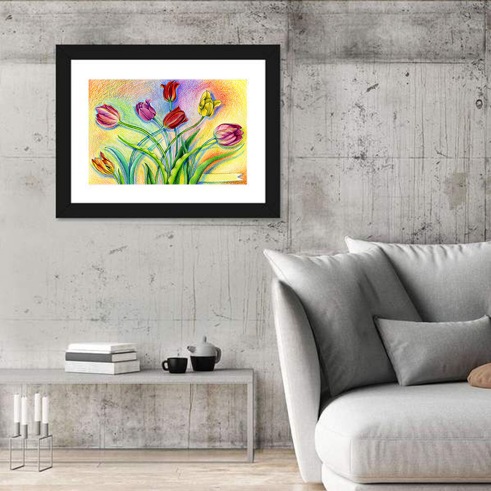 Colored Pencil Tulips Wall Art
