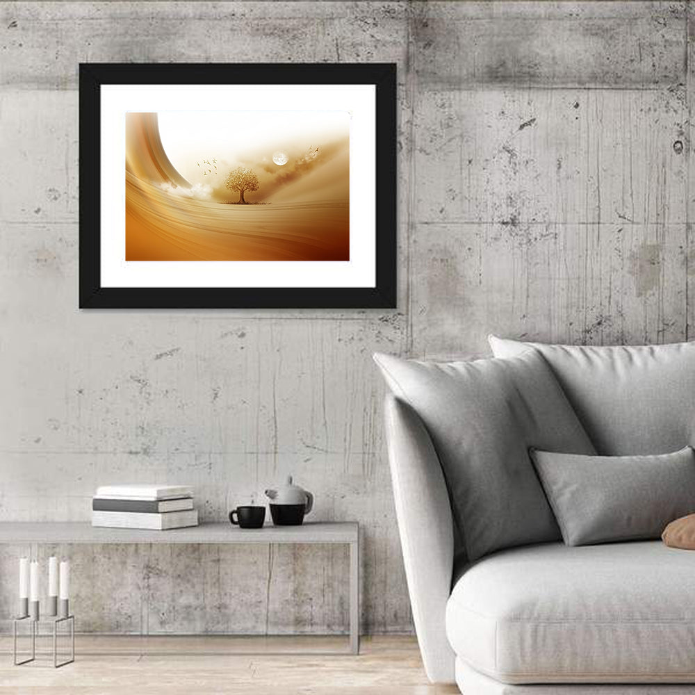 Moonlit Desert Tree Wall Art in a room, landscape