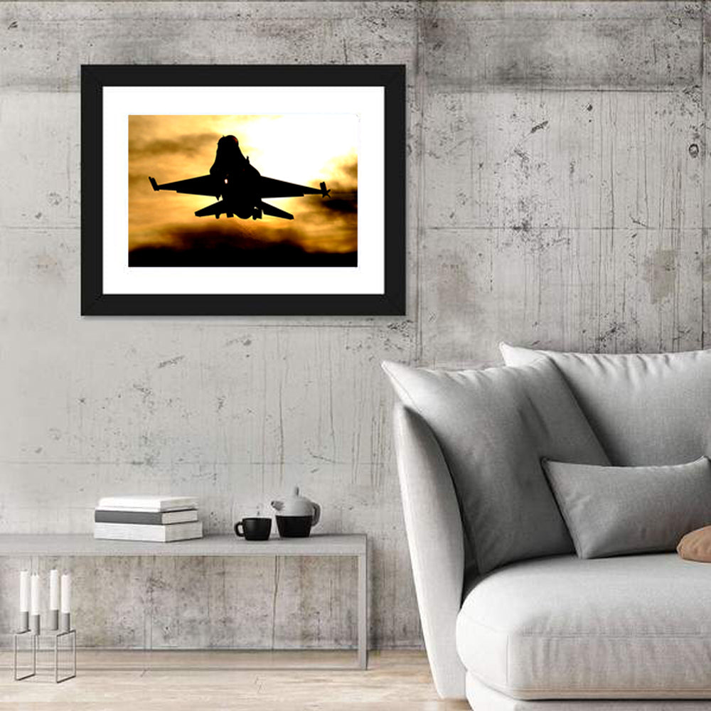 F-16 Landing at Golden Sunset Wall Art