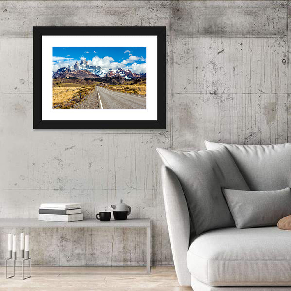 Mount Fitz Roy Road Wall Art in a room, landscape
