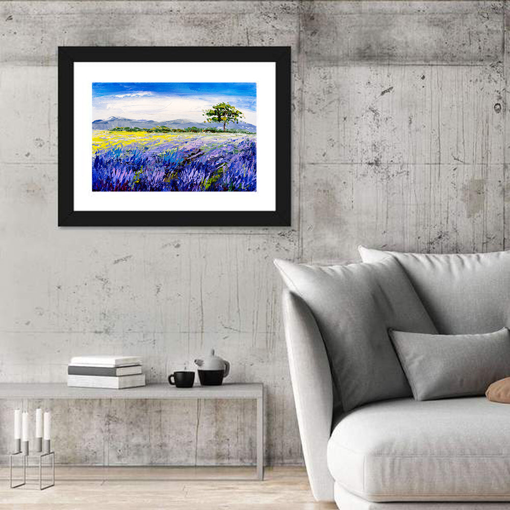 Lavender Field in Provence Wall Art in a room, landscape