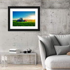Tractor Spraying Crops at Golden Hour Wall Art