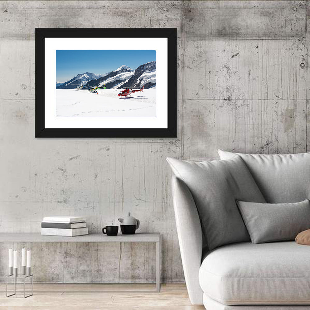 Sightseeing Helicopters on Aletsch Glacier Wall Art