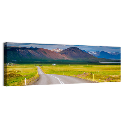 Icelandic Winding Road Toward Mountains Wall Art