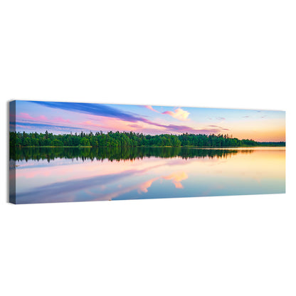 Colorful Sunset Over Forest Lake Wall Art