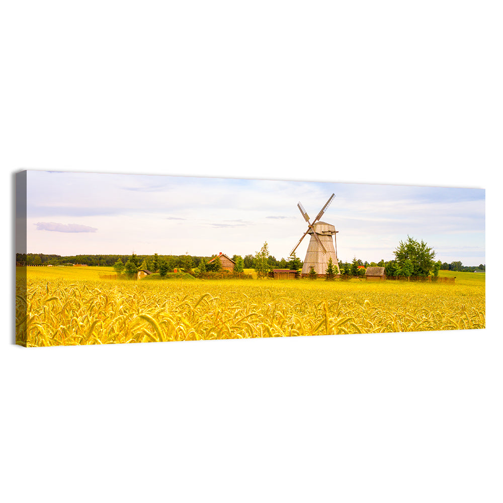 Dudutki Windmill in Golden Fields Wall Art