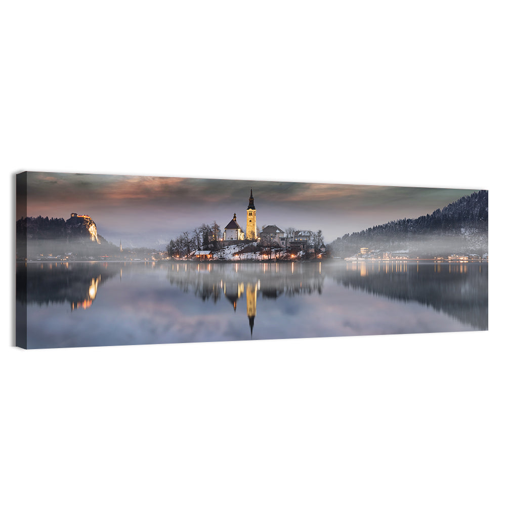 Lake Bled Misty Sunset Wall Art