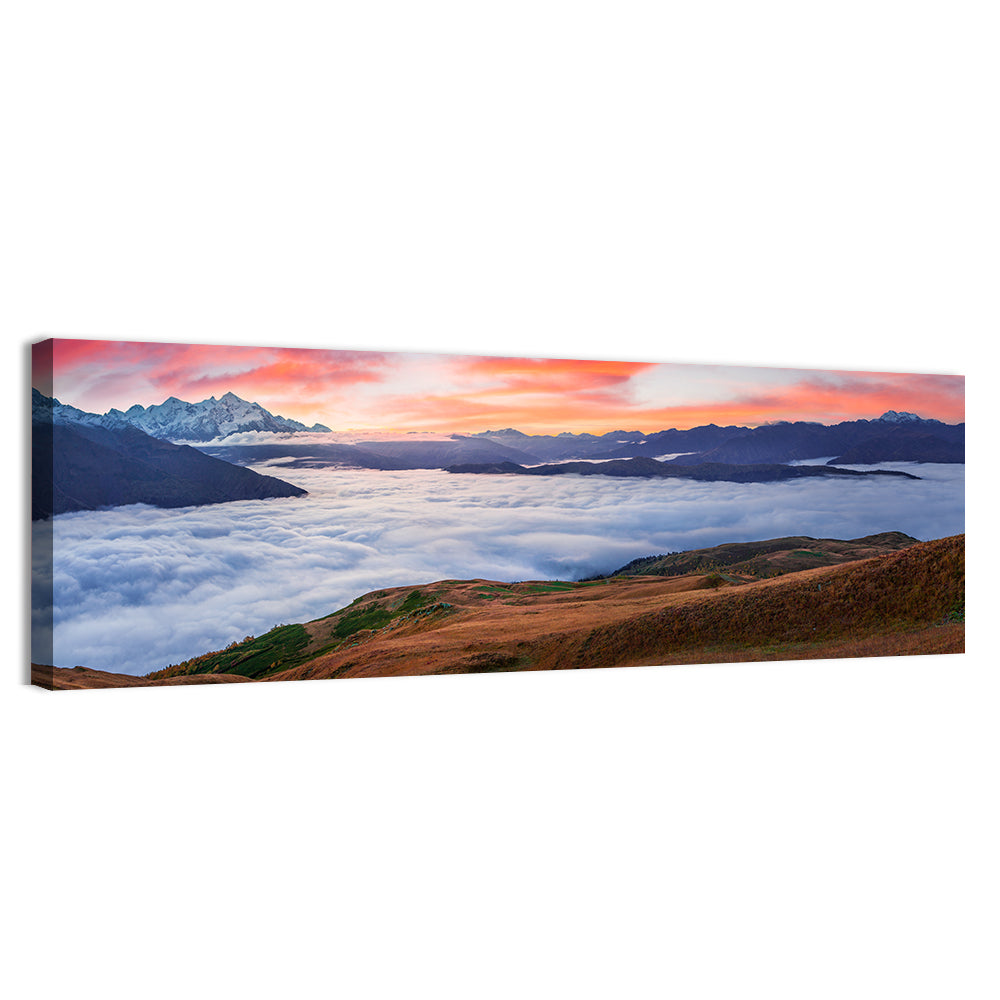 Mt Tetnuld Sunrise Over Clouds Wall Art