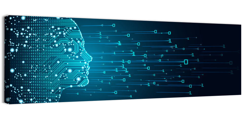 Blue Ai Head Profile Wall Art