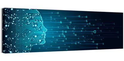 Blue Ai Head Profile Wall Art