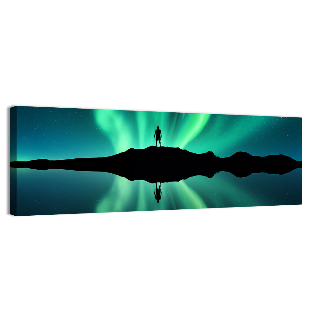Northern Lights Over Mountain Lake, Norway Wall Art