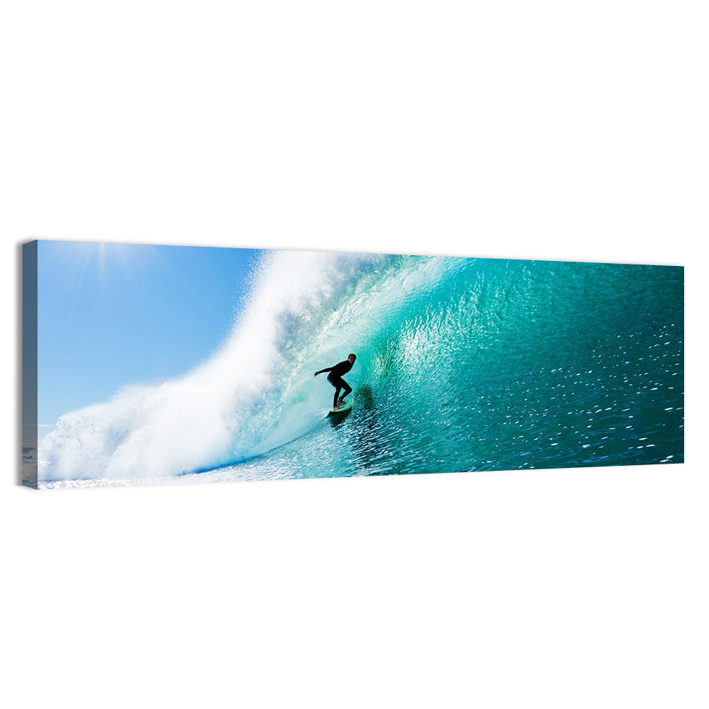 Surfer Inside Blue Barrel Wave Wall Art