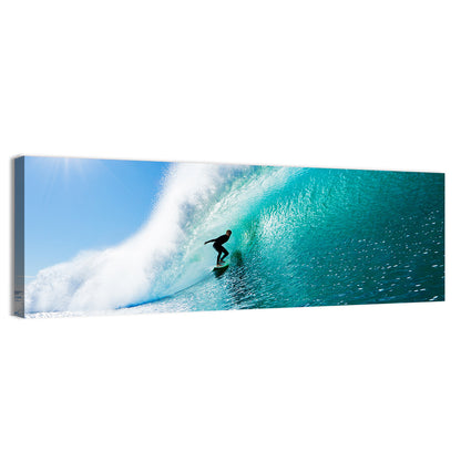 Surfer Inside Blue Barrel Wave Wall Art