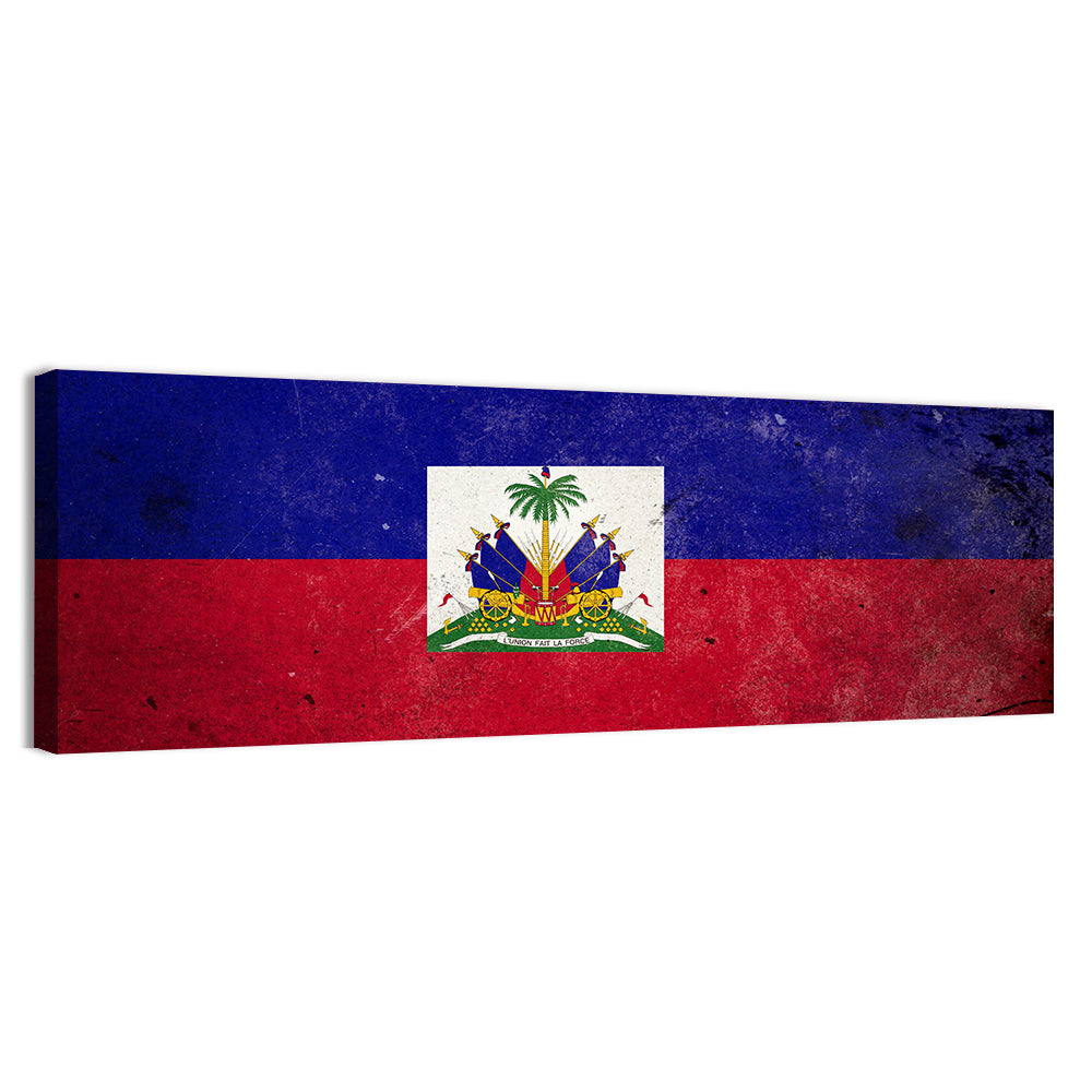 Haitian Flag with Distressed Emblem Wall Art