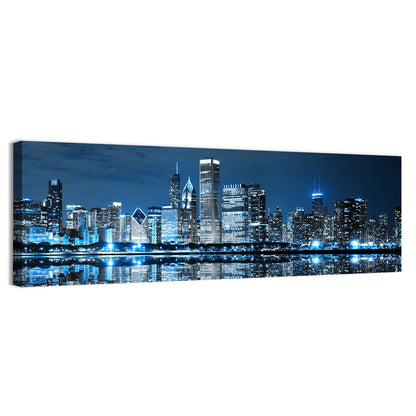 Chicago Skyline at Night Wall Art