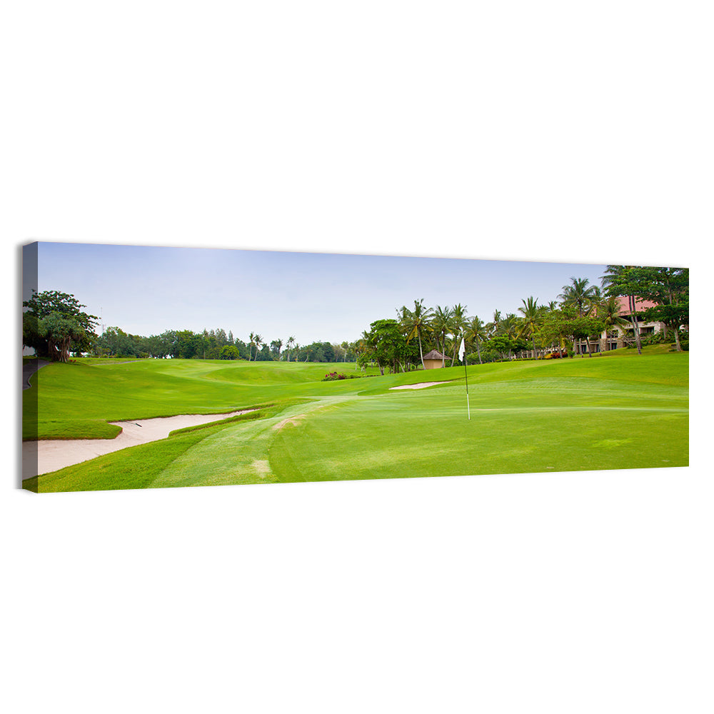 Sunny Putting Green with Palm Trees Wall Art