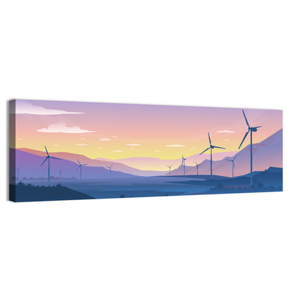 Sustainable Wind Energy Turbines Silhouette Wall Art